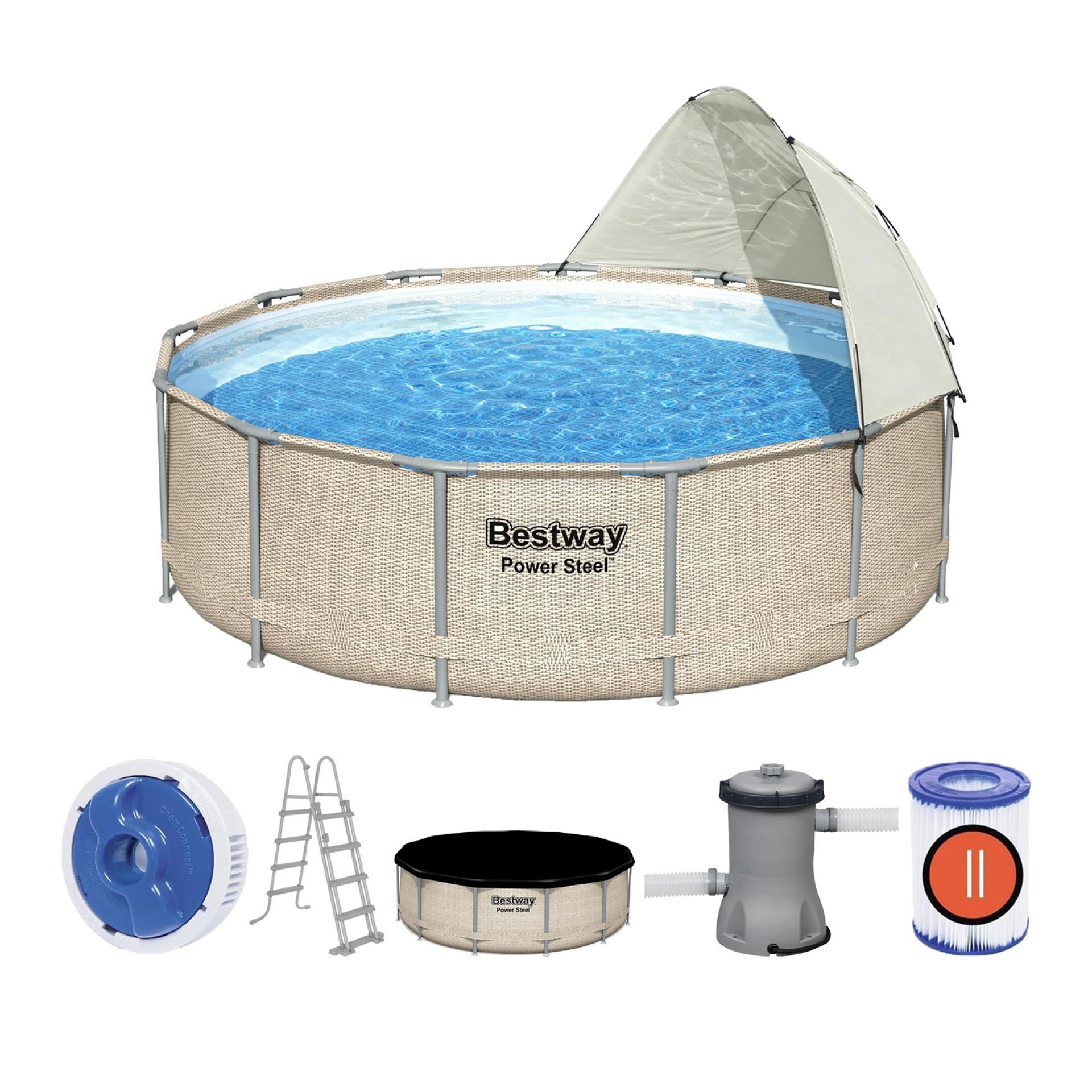 Bestway zwembad power steel set rond rotan