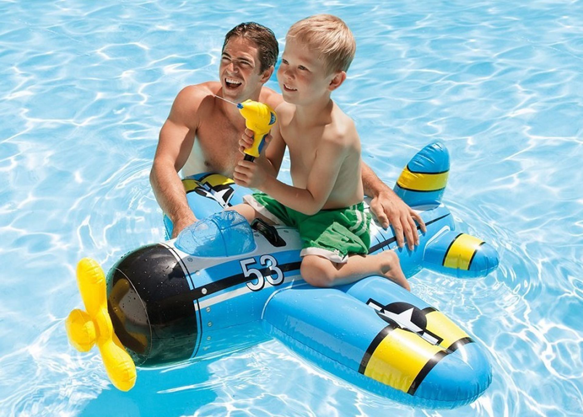 Intex vliegtuig ride on blauw kopen