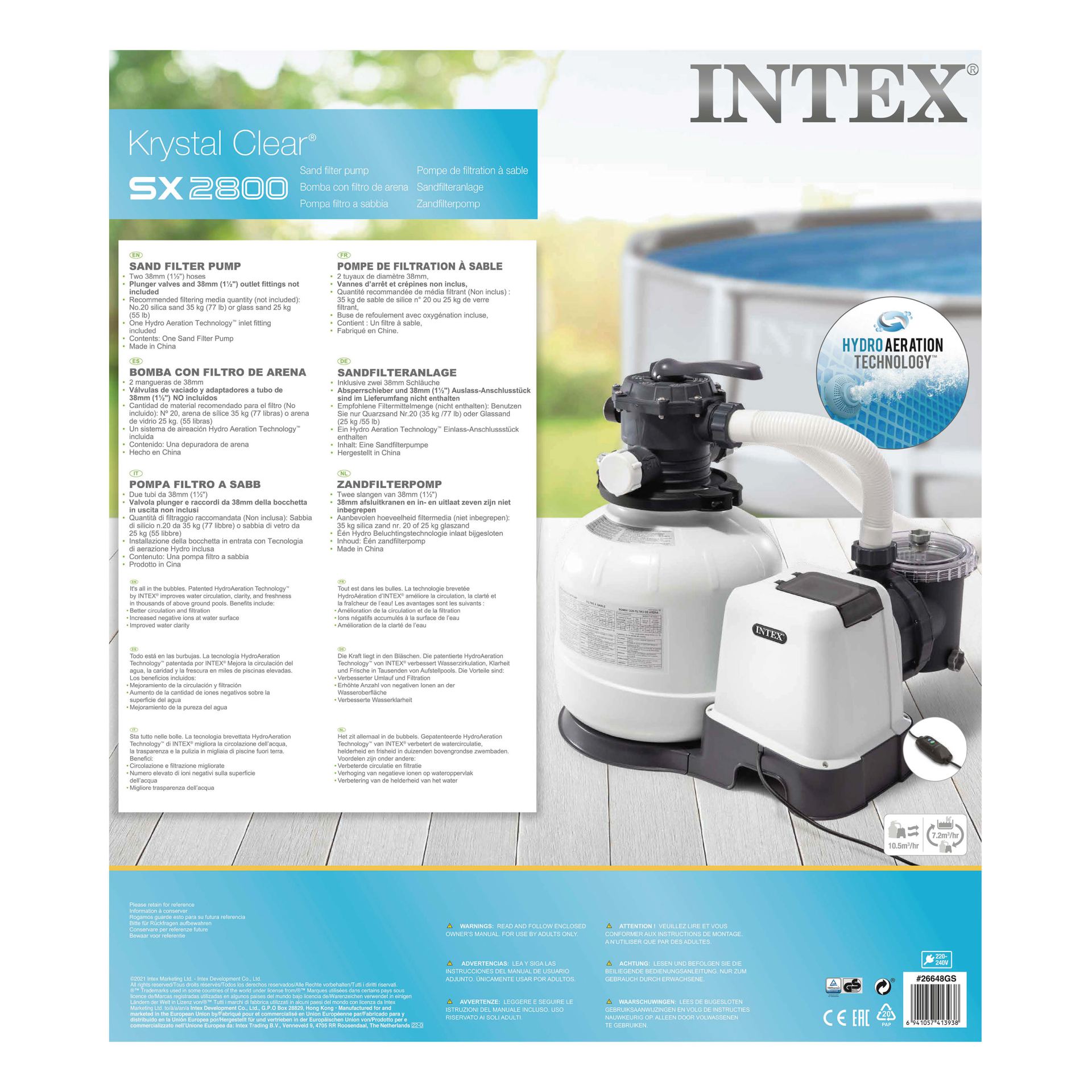 sand filter pump W/RCD 220-240 volt intex