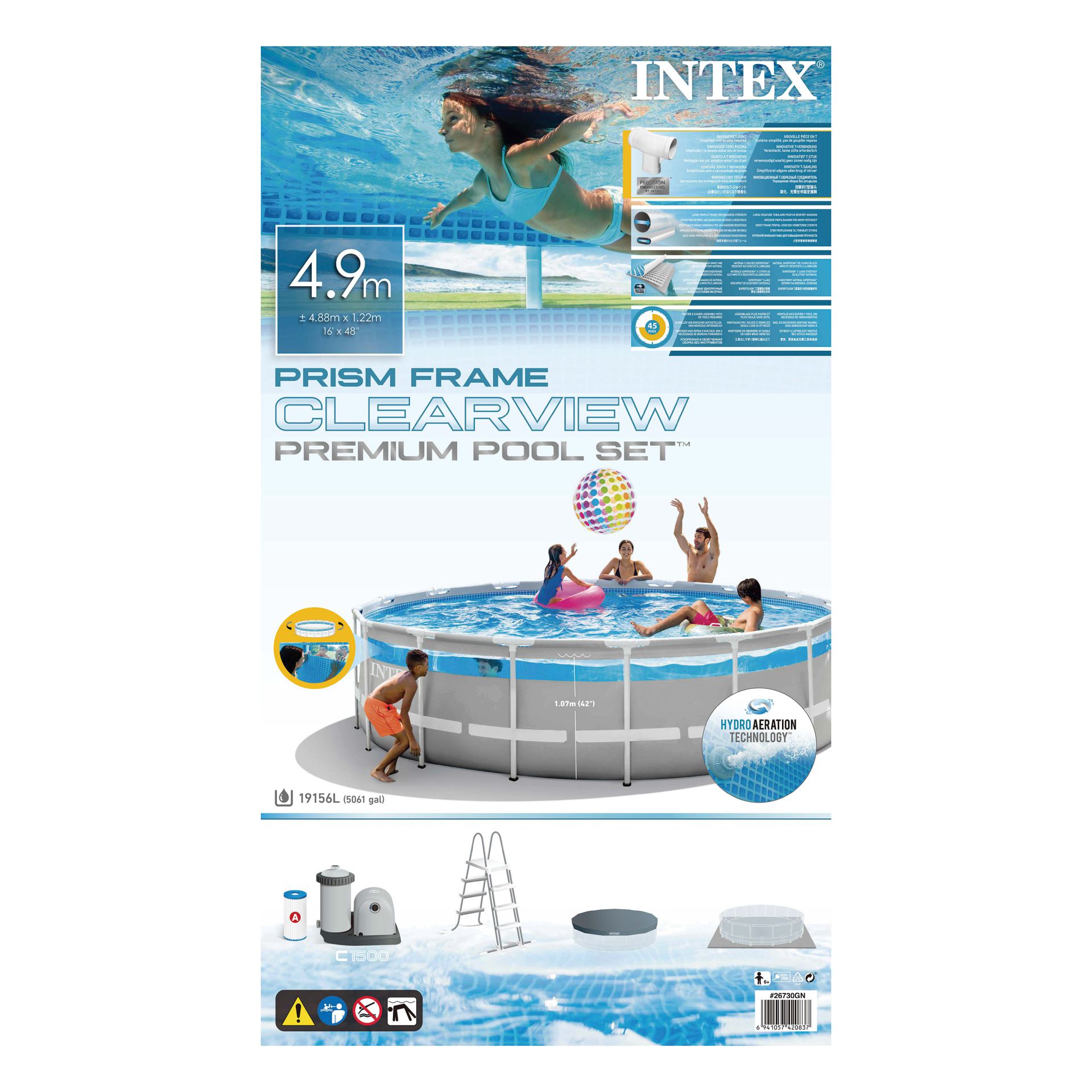 prism clearview pool set  488cm x 122 intex