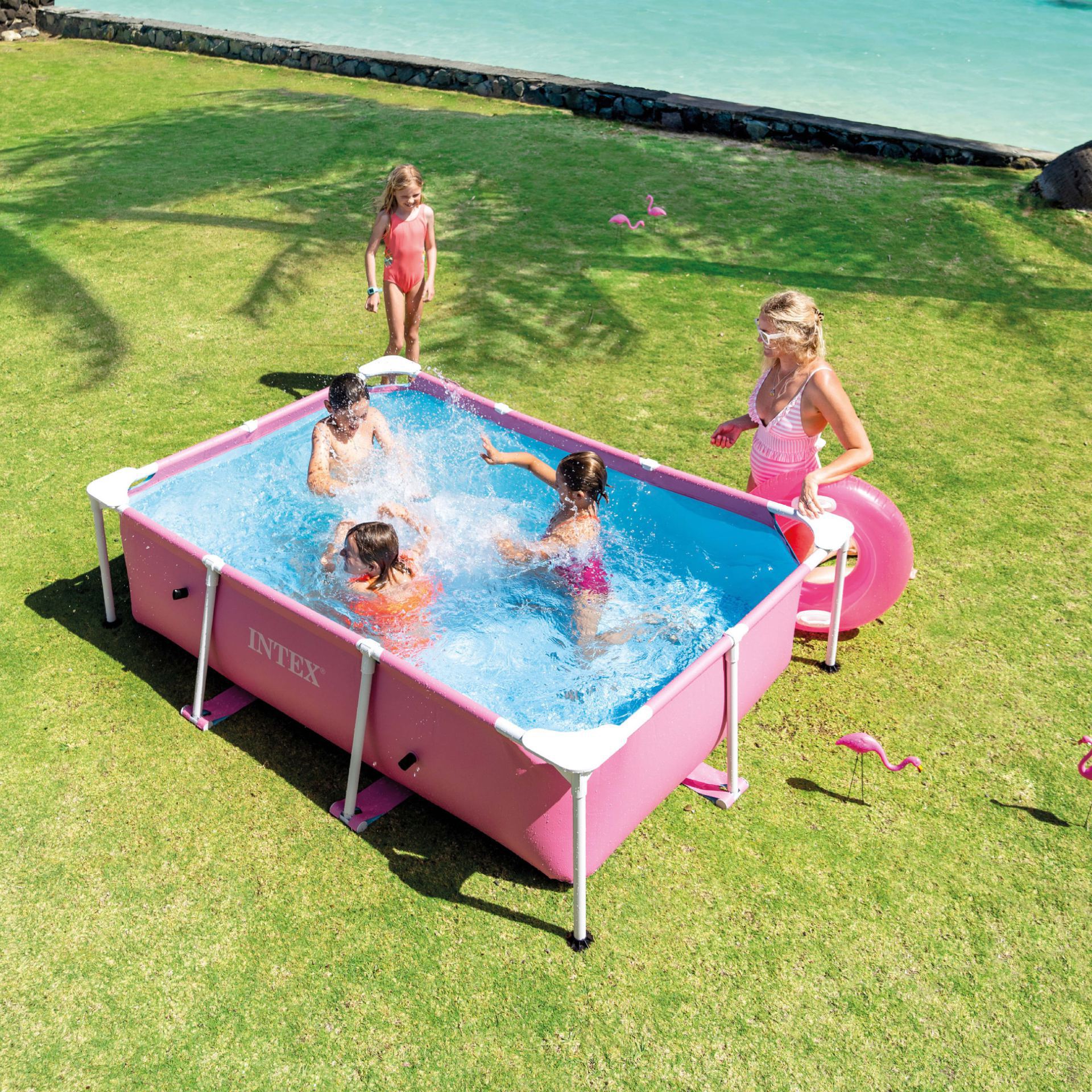 Intex pink rectangular frame pool online kopen