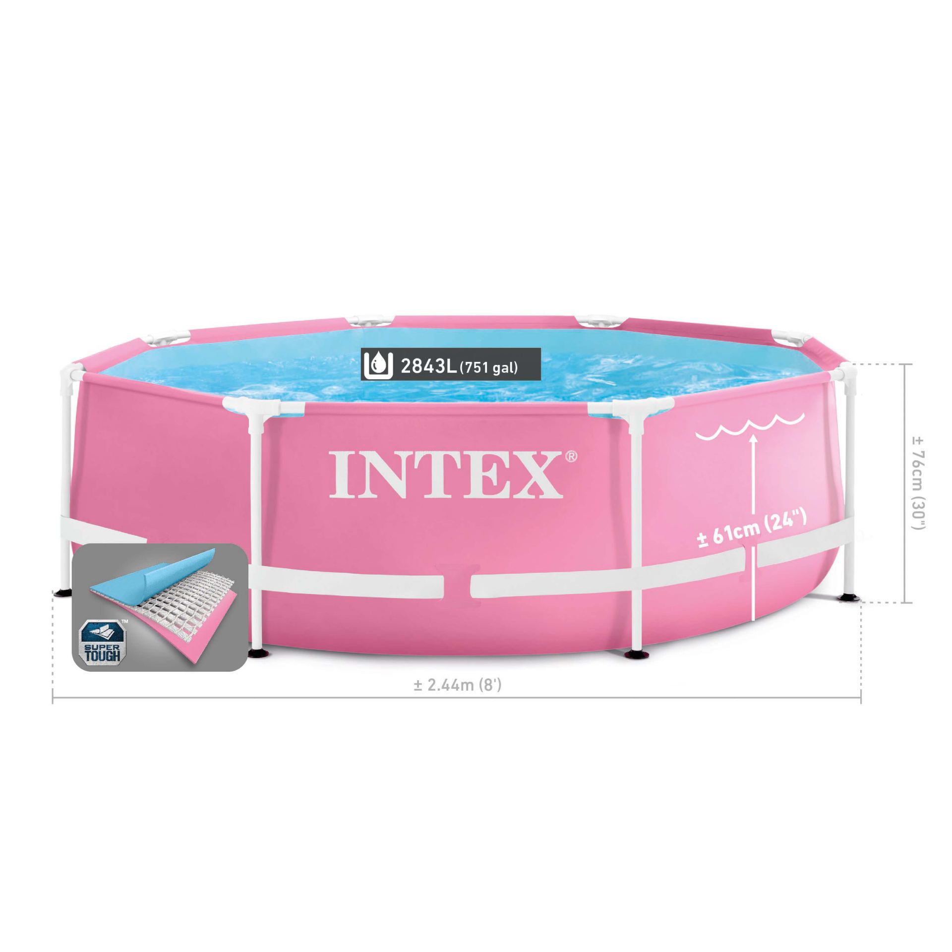 Intex pink metal frame pook set 244x76 kopen