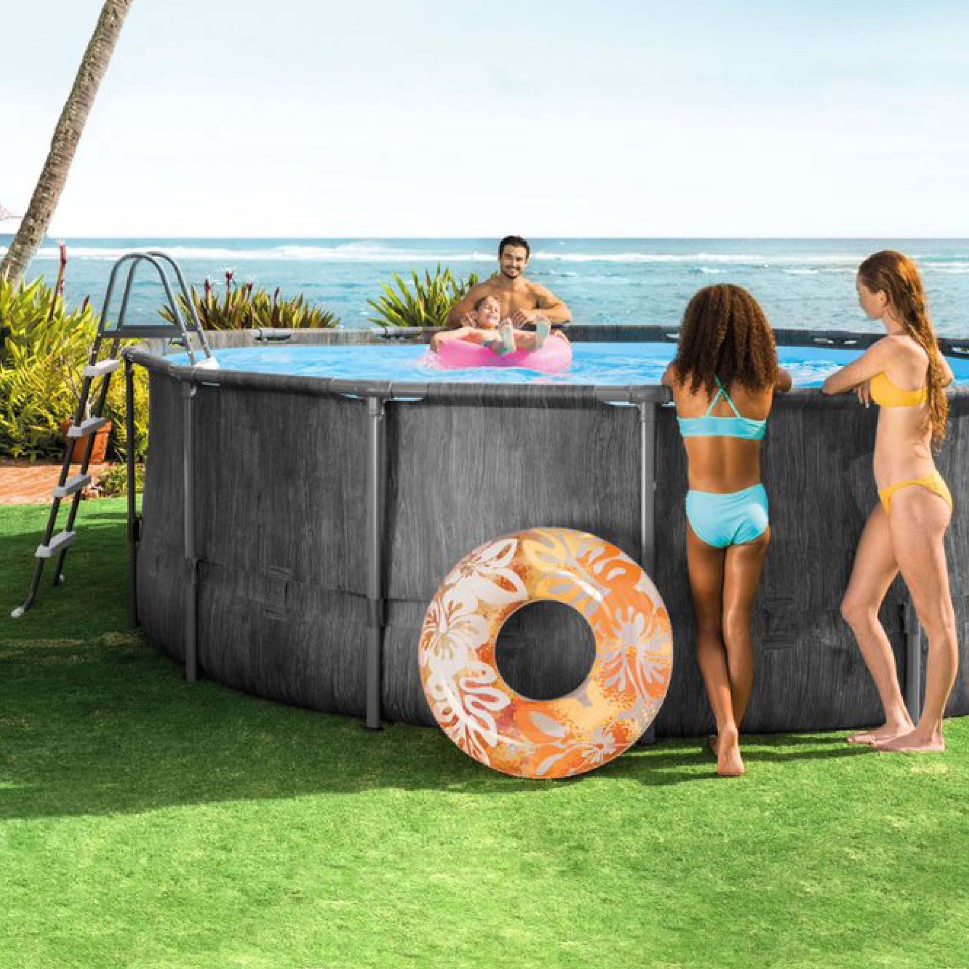 Intex greywood pool set prism frame premium