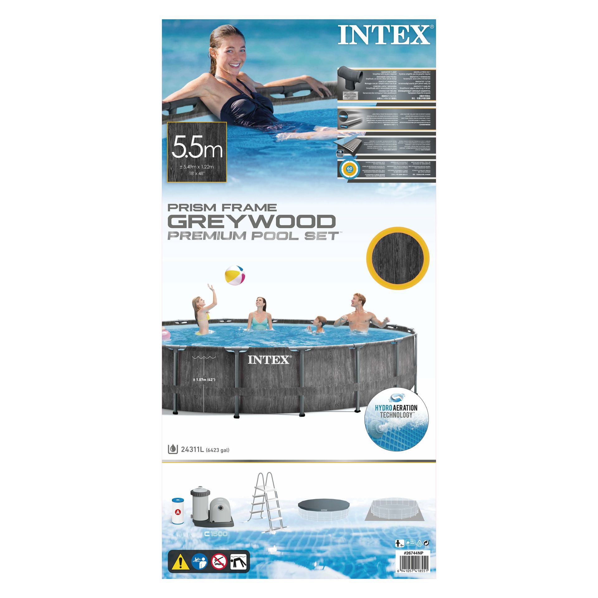 greywood prism frame premium pool set intex